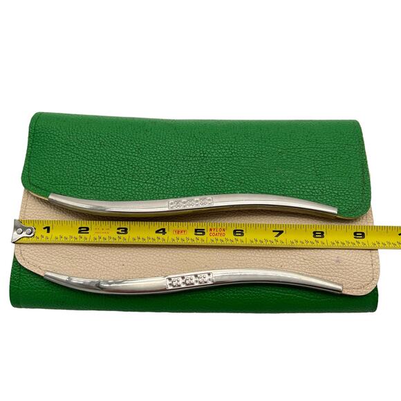 Clutch Purse Wristlet Crossbody Green Vintage 70s Retro MCM Pebbled Faux Leather - Picture 15 of 15